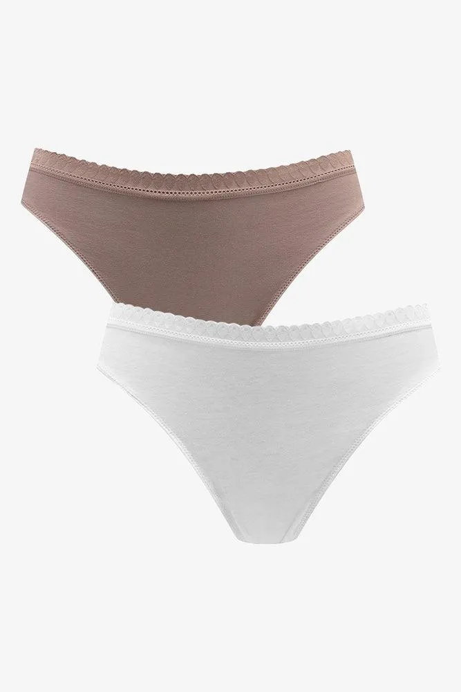 2 Pack Thongs White & Natural