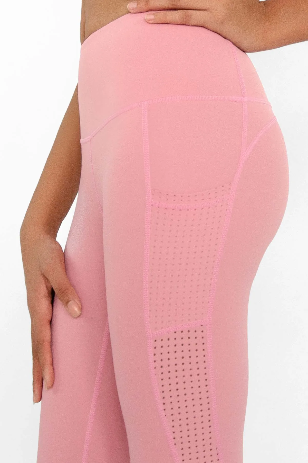 4 for $54 - Dusty Pink Cassi Mesh Pockets Workout Leggings Yoga Pants - Women