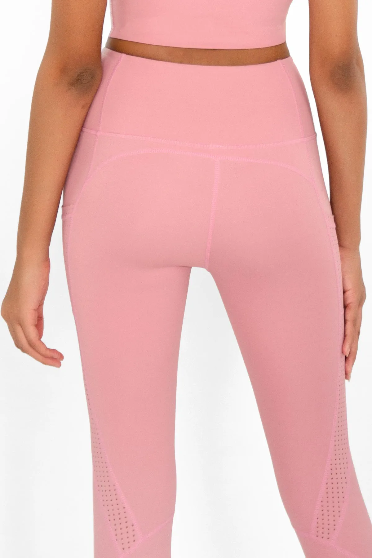 4 for $54 - Dusty Pink Cassi Mesh Pockets Workout Leggings Yoga Pants - Women