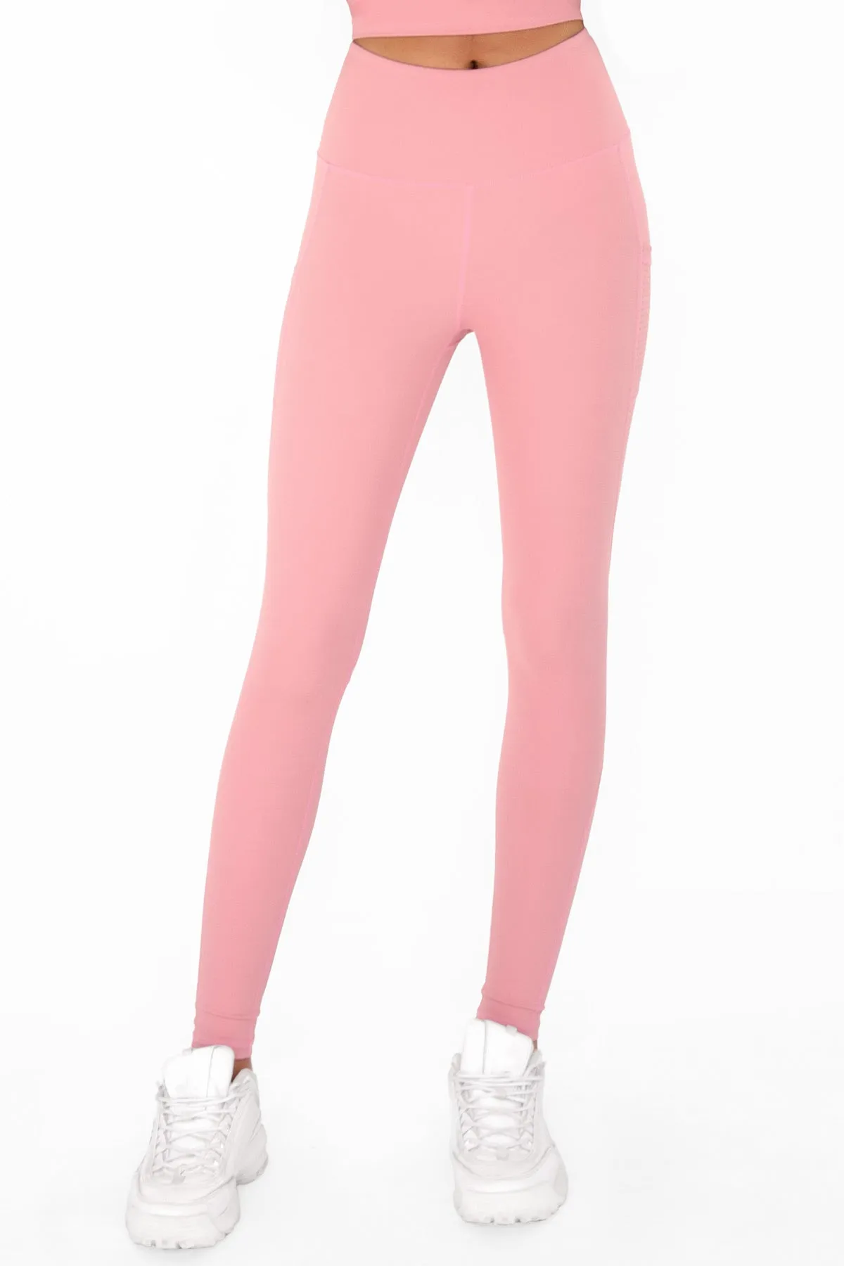 4 for $54 - Dusty Pink Cassi Mesh Pockets Workout Leggings Yoga Pants - Women