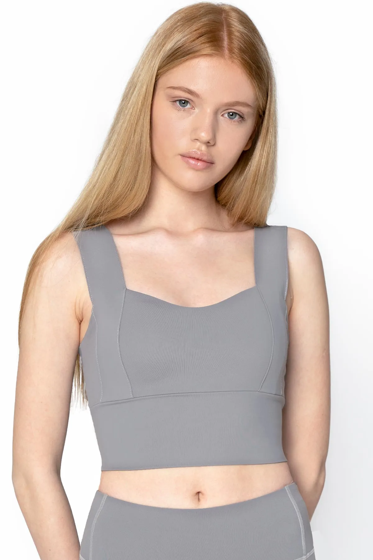 4 for $54 - Silver Grey Kelly Long Line Sleek Padded Sports Bra - Women