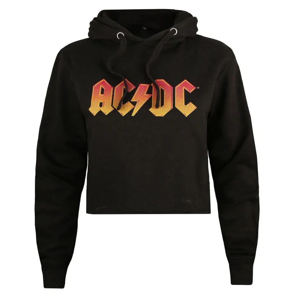 AC/DC Womens/Ladies Logo Cropped Hoodie