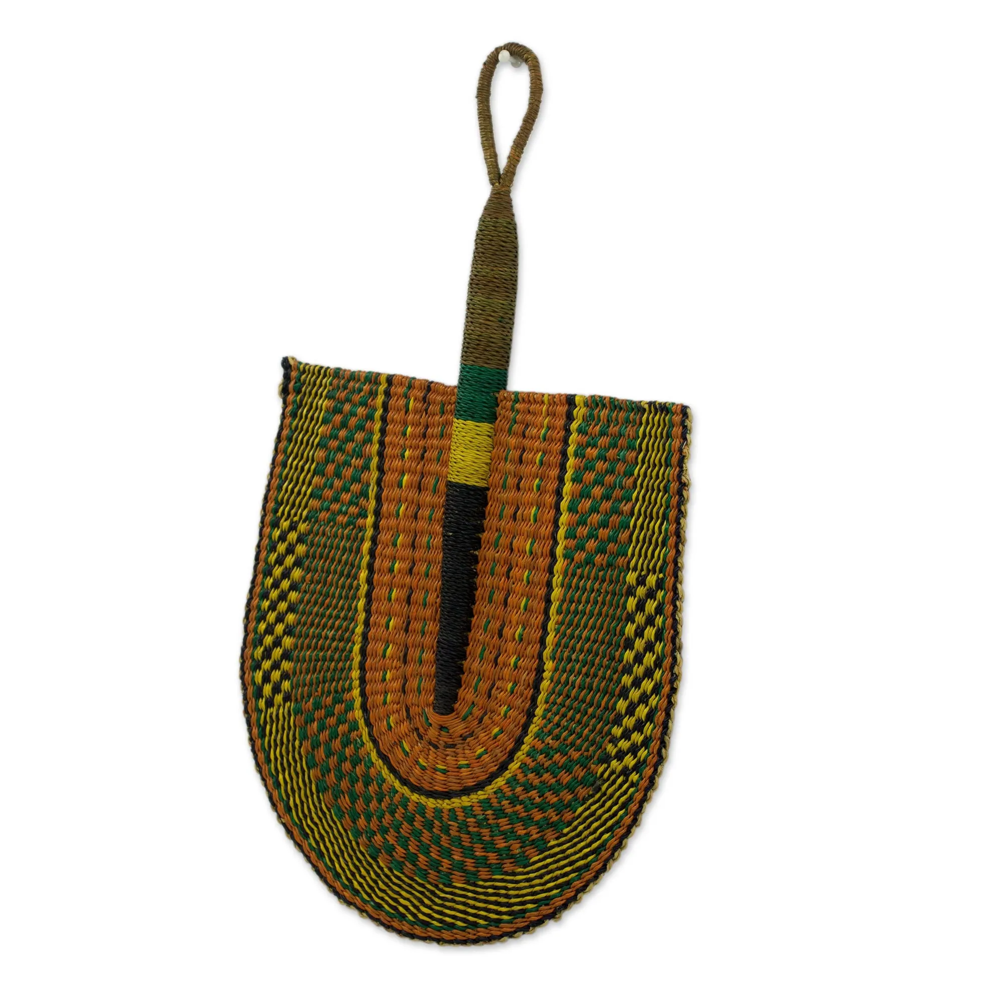 African Comfort Handwoven Multicolored Raffia Fan from Ghana