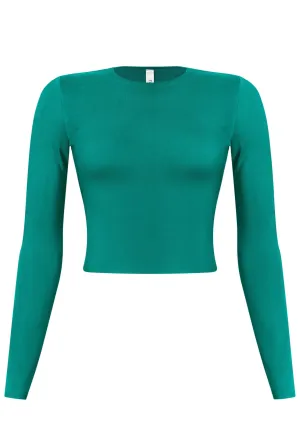 Arianna Long Sleeve Solid Basic Crop Top