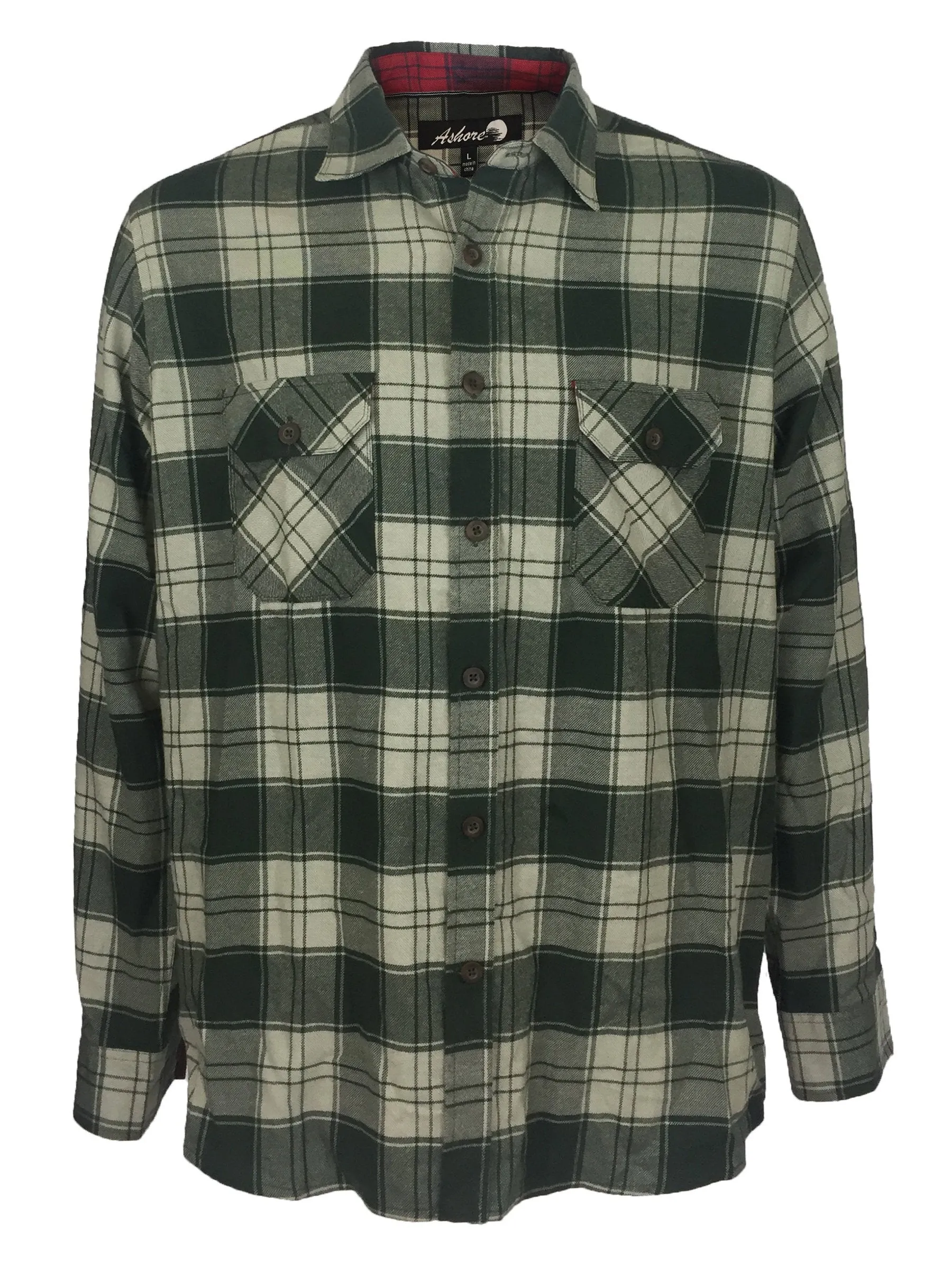 ASHORE Men Hot Sale Cotton/Poly Cotton Green Block Plaid Shirt