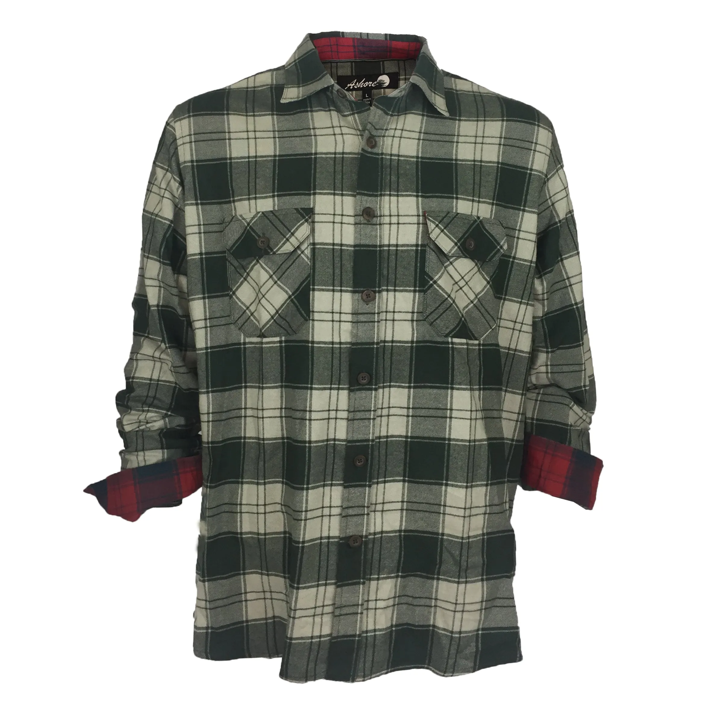 ASHORE Men Hot Sale Cotton/Poly Cotton Green Block Plaid Shirt