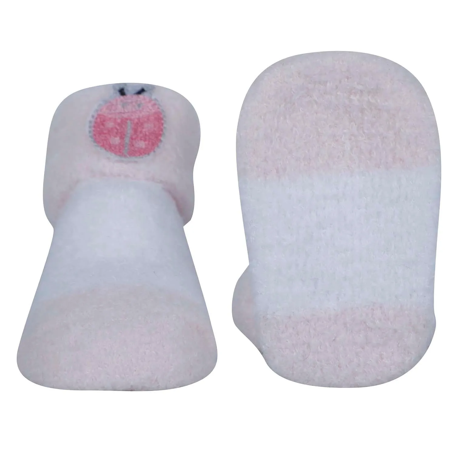 Baby Moo Lady Bug Stripes Soft Socks Booties Pack of 2 - Pink, White