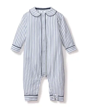 Baby's Twill Cambridge Romper | Navy French Ticking