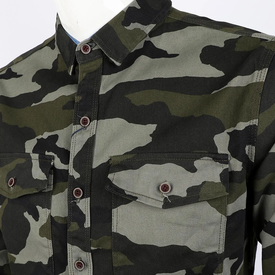 Bajieli Quality Camouflage Print LongSleeve Shirt- Green