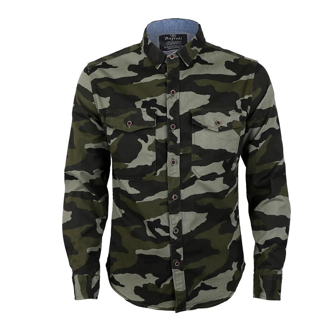 Bajieli Quality Camouflage Print LongSleeve Shirt- Green