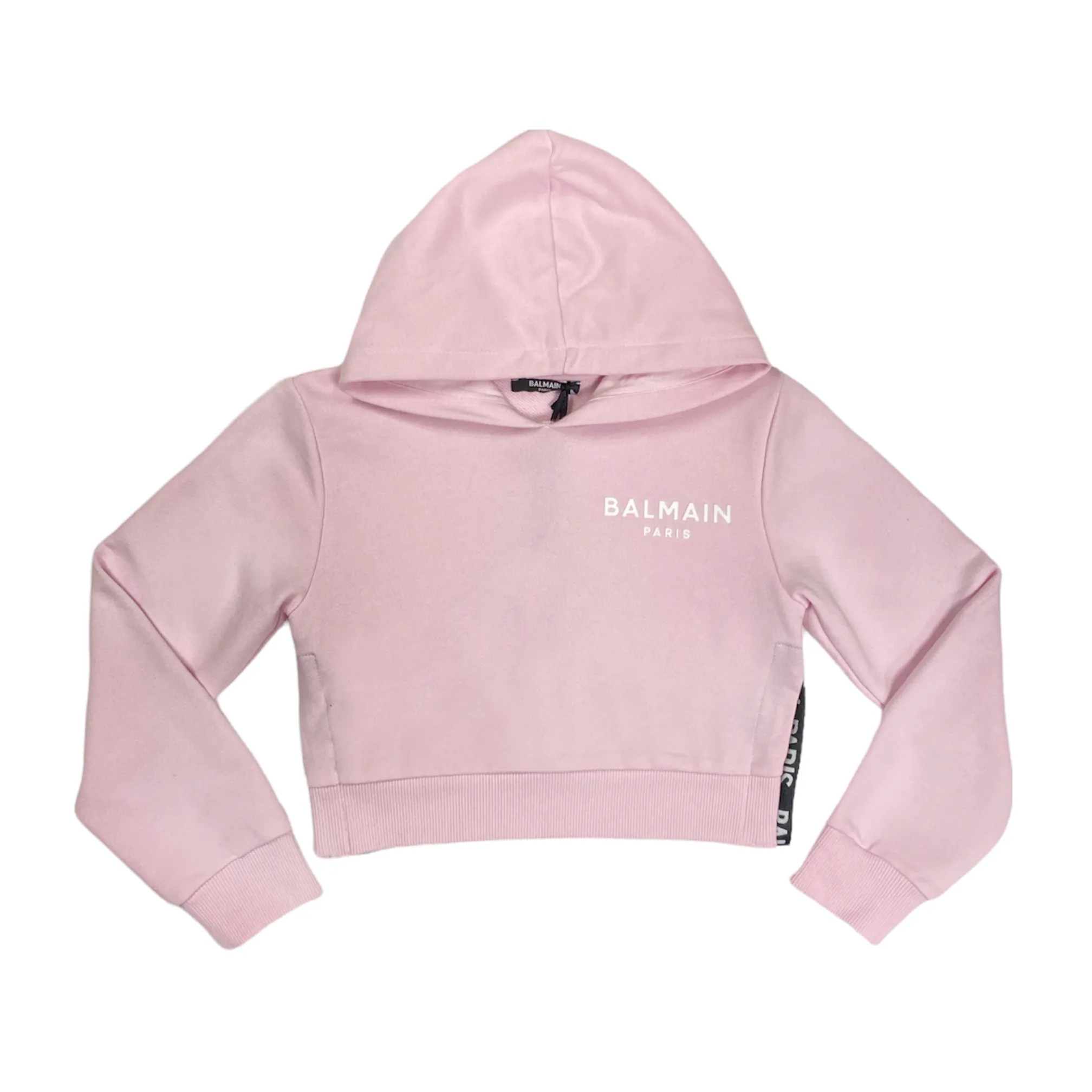 Balmain Pink Cropped Hoodie