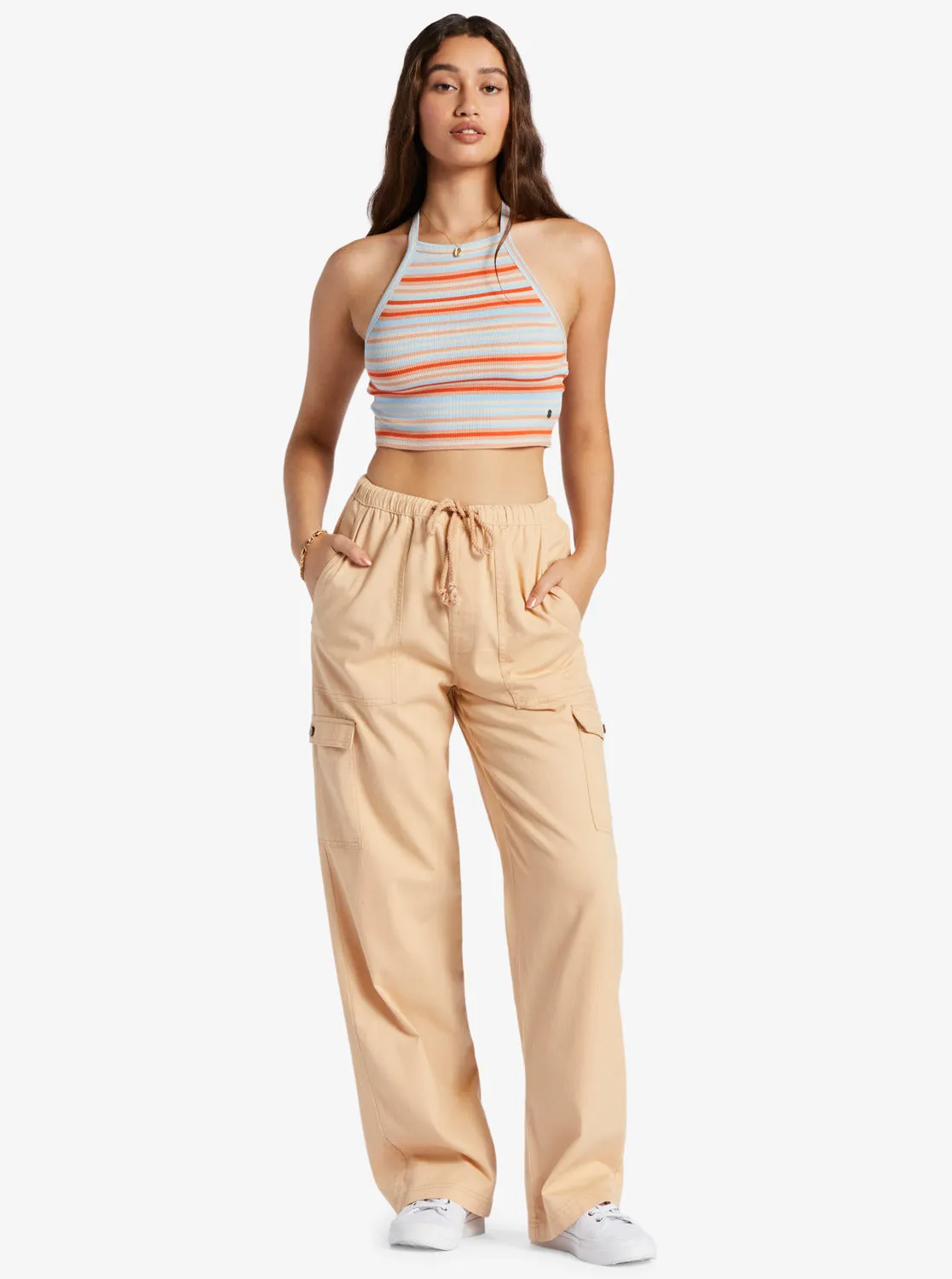 Beach Cruiser Crop Top - Warm Sunset Stripe