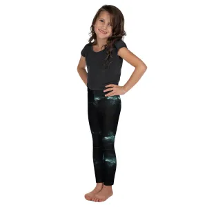 Blue Green Galaxy Kid's Leggings, Space Galaxies Designer Premium Boy's or Girl's Tights-Made in USA