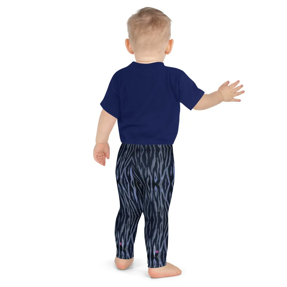 Blue Tiger Striped Kid's Leggings, Animal Print Tiger Stripes Boy's Girl's Tights-Made in USA/EU