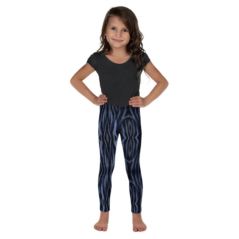 Blue Tiger Striped Kid's Leggings, Animal Print Tiger Stripes Boy's Girl's Tights-Made in USA/EU