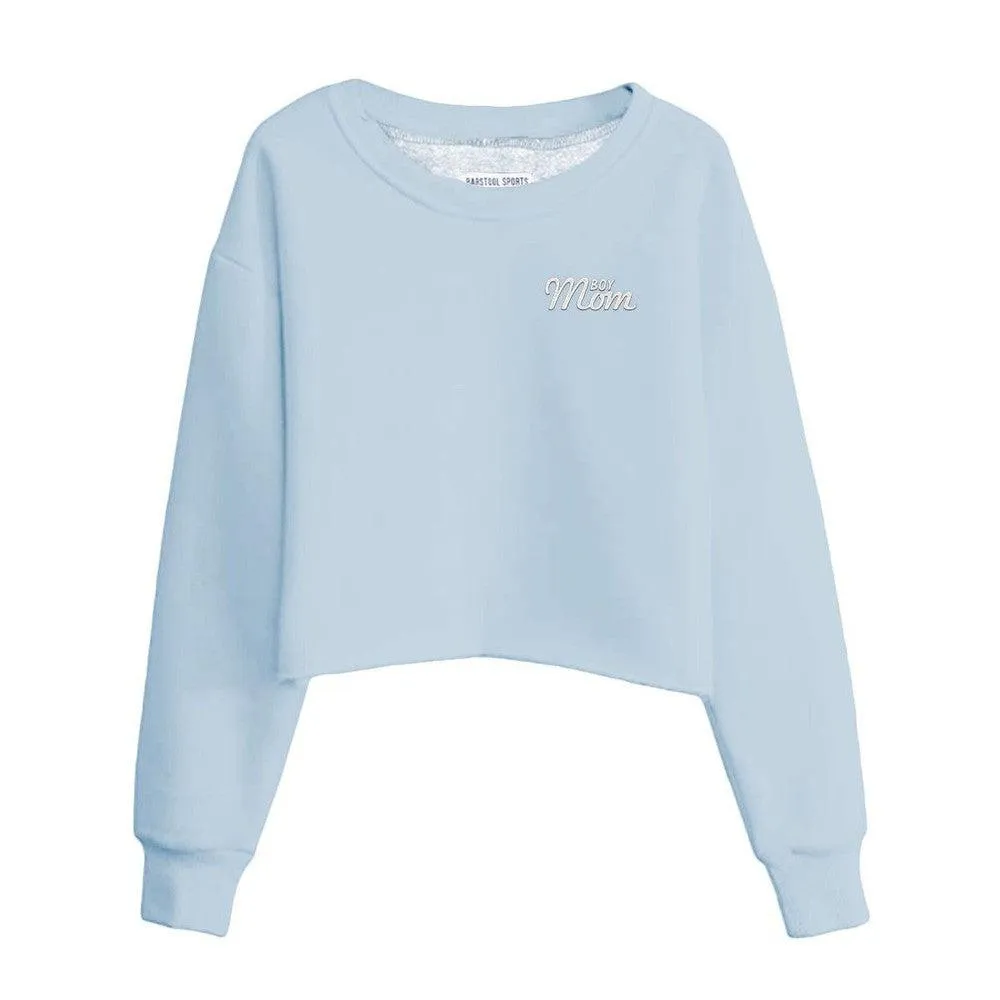 Boy Mom Embroidered Cropped Crewneck