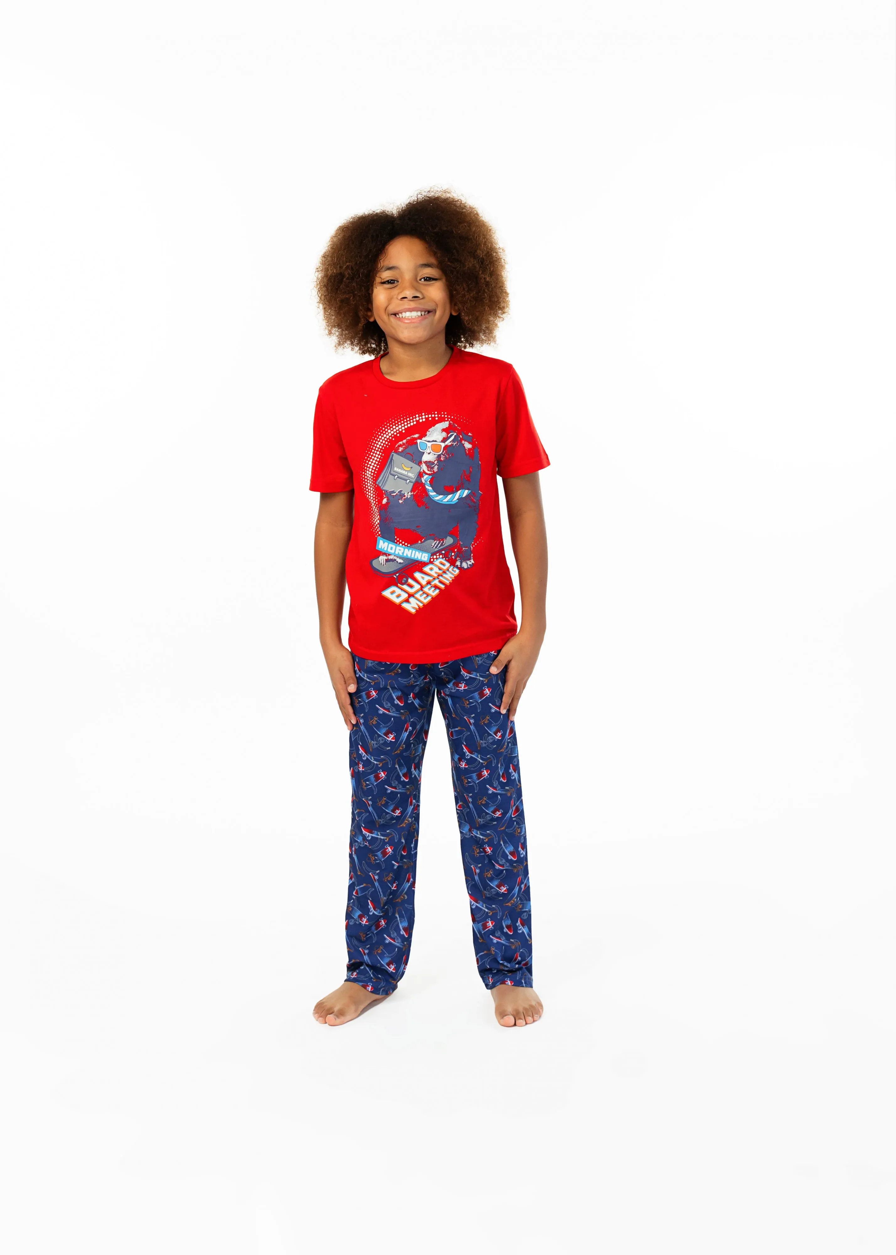 Boys Glow In The Dark Ape Skate 2-Piece Pajama Sleep Pants Set