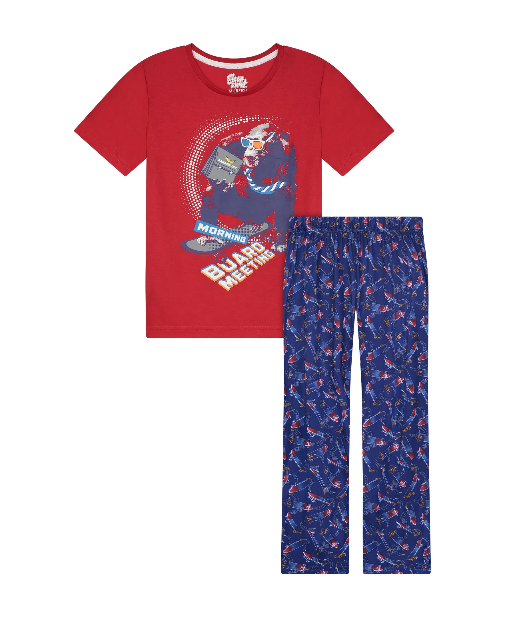 Boys Glow In The Dark Ape Skate 2-Piece Pajama Sleep Pants Set