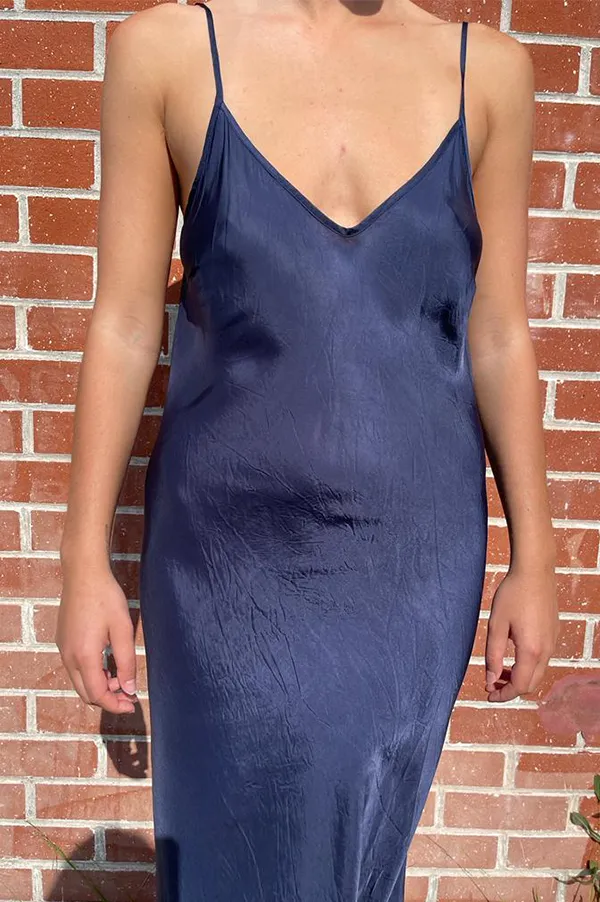 Calf-Length Bias Long Slip in Navy