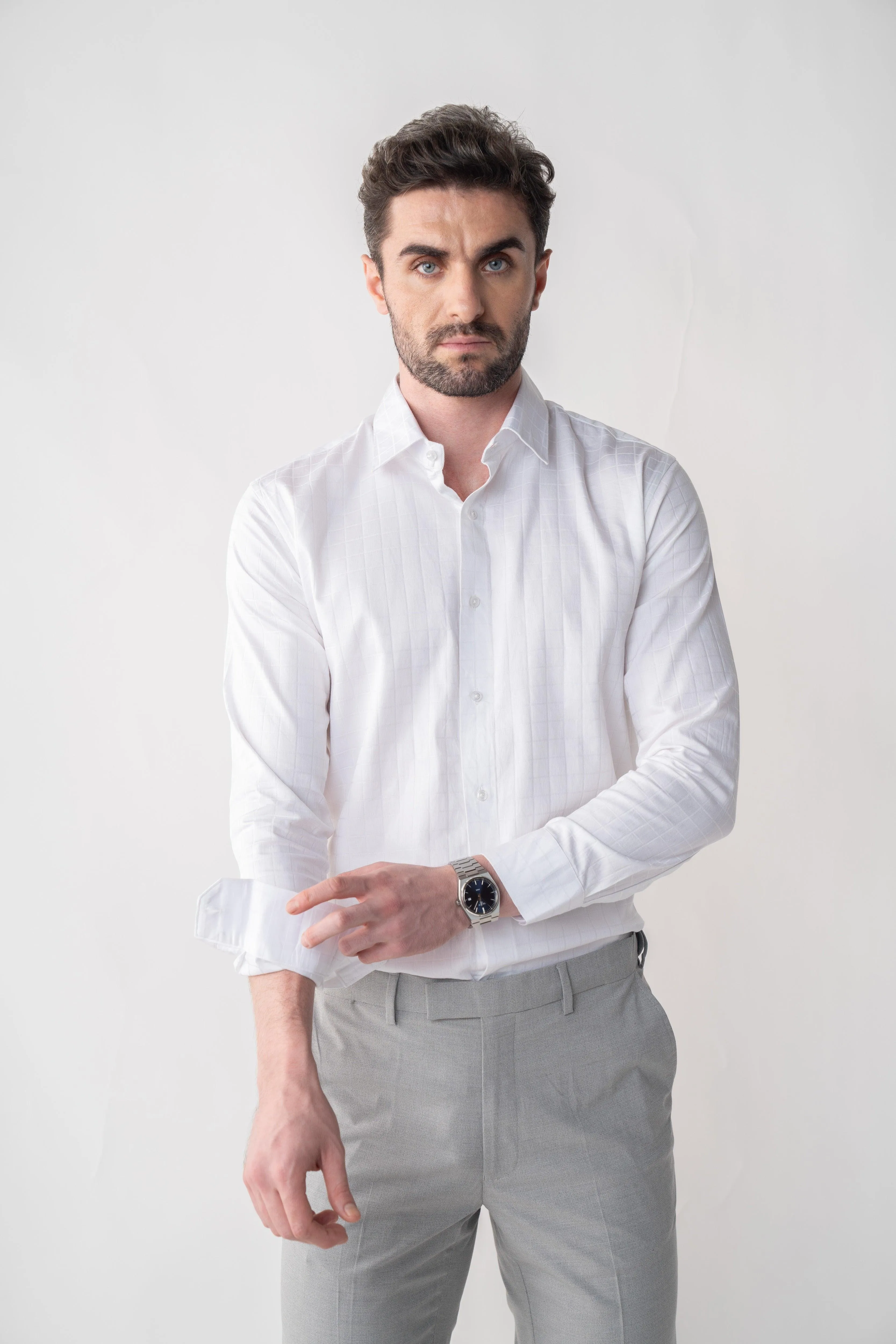 CheckMate Giza Satin Classic white Shirt