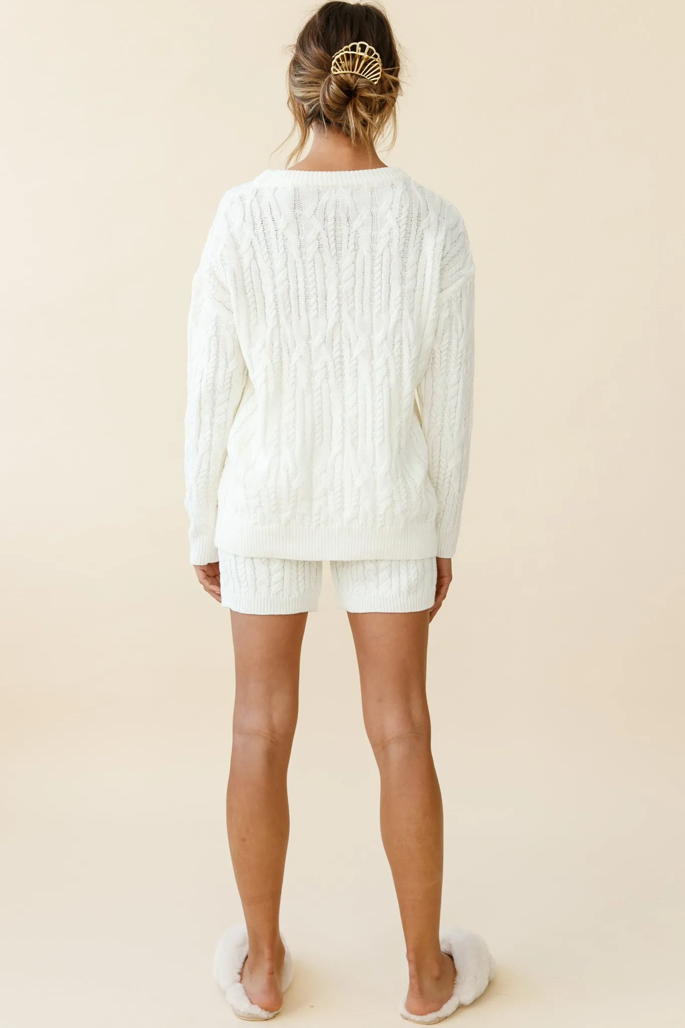 Colorado Cable Knit Shorts Cream