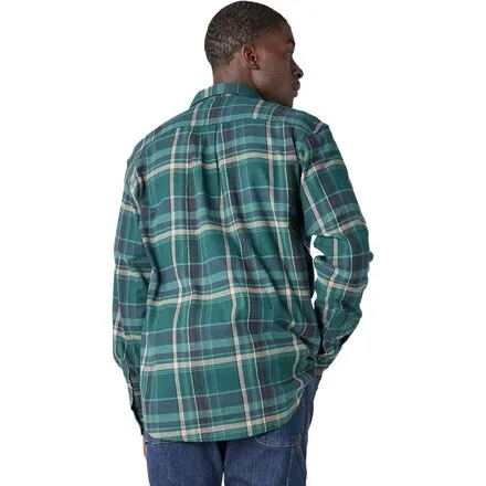 Dickies Men's Long Sleeve Loose Flannel Flex Shirt color Forest Green Multi Plaid