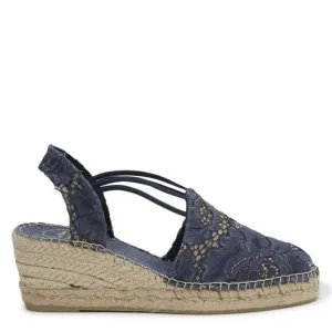 Embroidered Cotton Blend Wedge Espadrille for Women - Tania-JA