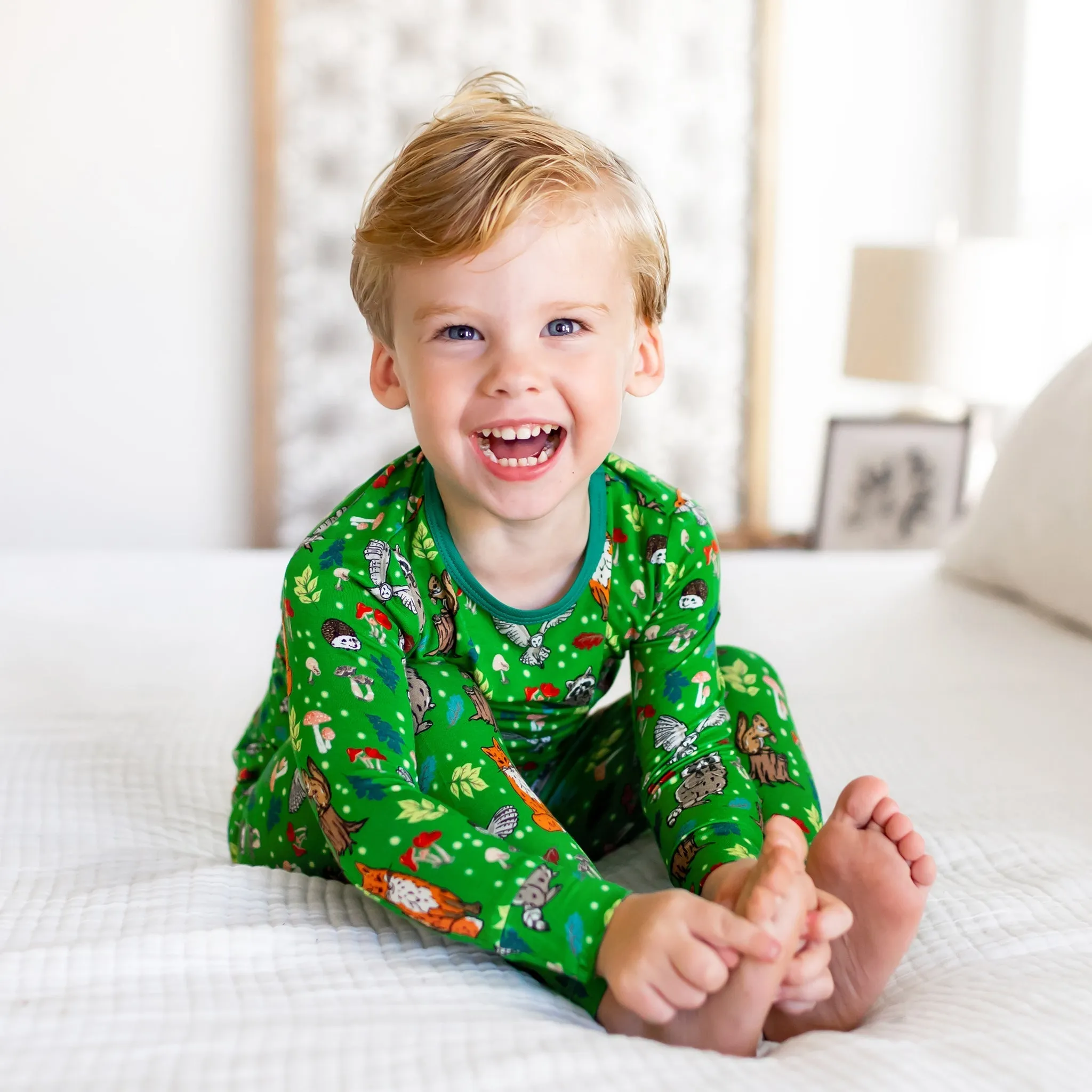 Enchanted Forest Woodland Animals Long Sleeve Pajama Set (2t-12y)