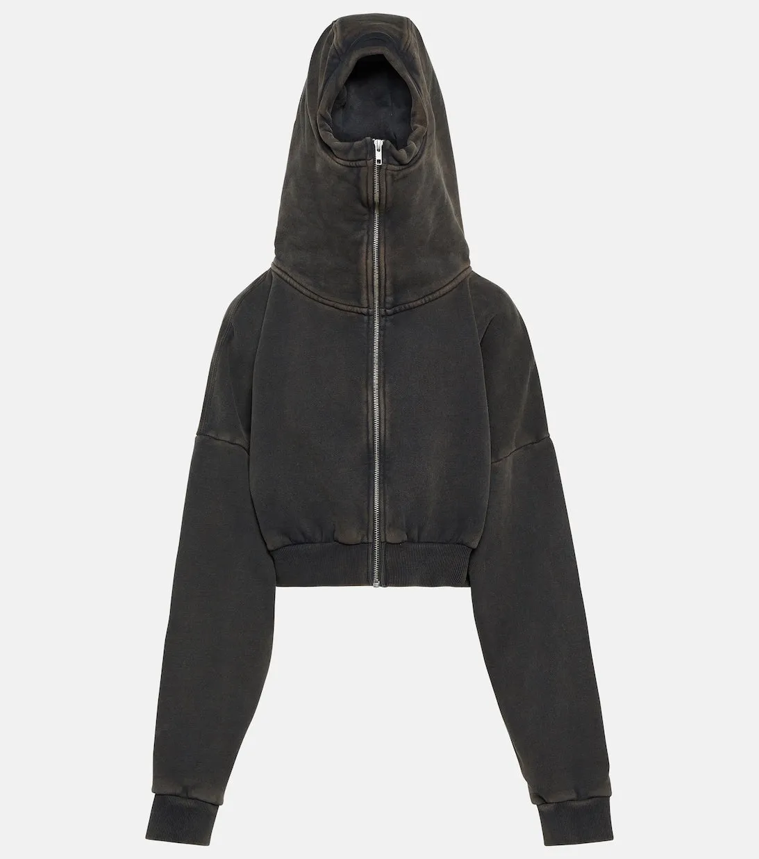 ENTIRE STUDIOS Cropped Cotton Zip Hoodie, Black