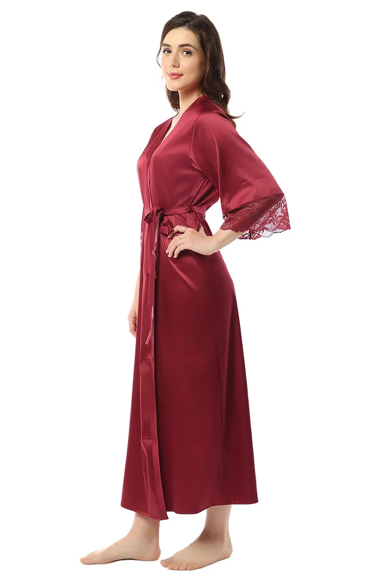 Eternal Bliss Full-length Satin Robe - Rio Red