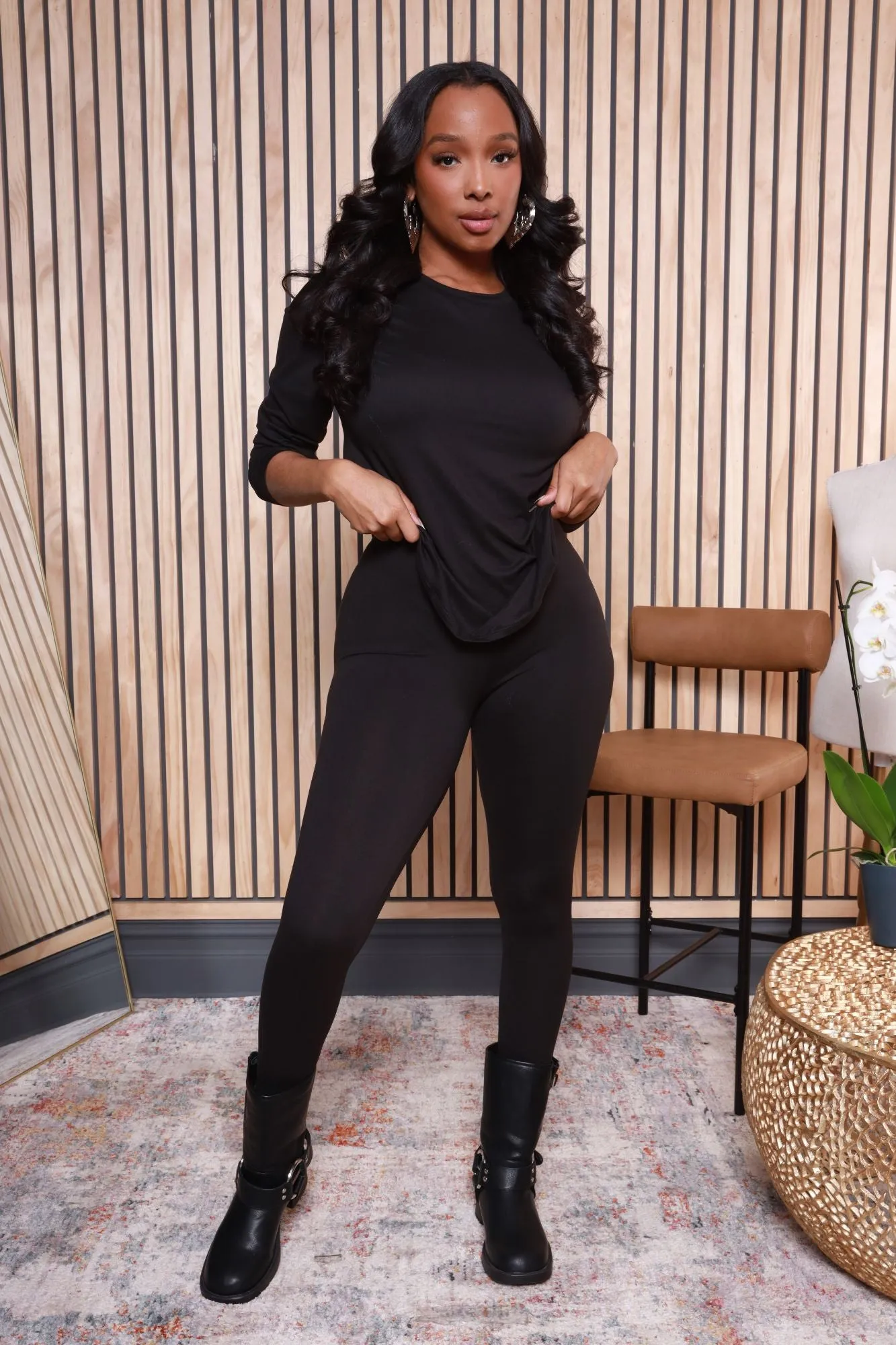 Fit The Vibe Crewneck Legging Set - Black