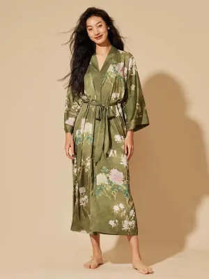 Floral Olive Kimono Robe