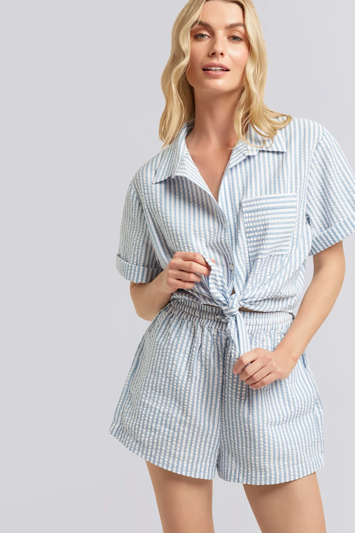 Frankie Pyjama Set - Blue and White Stripe