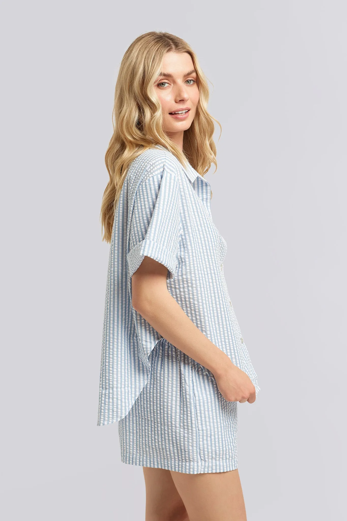 Frankie Pyjama Set - Blue and White Stripe