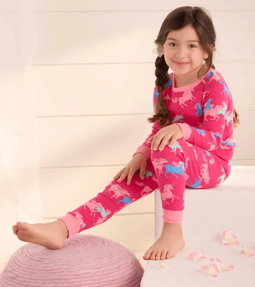 Frolicking Unicorns Organic Cotton Girls Pajama Set | Hatley