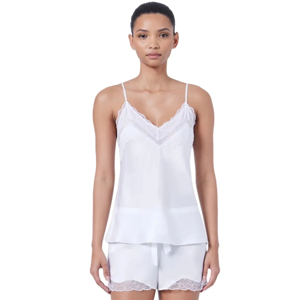 Ginia Silk Skylar Cami and Short Set White