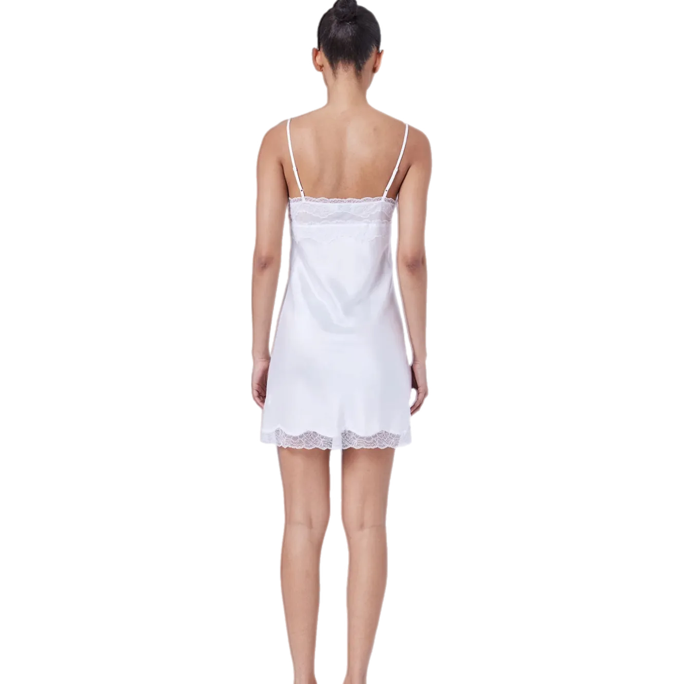 Ginia Silk Skylar Lace Chemise White