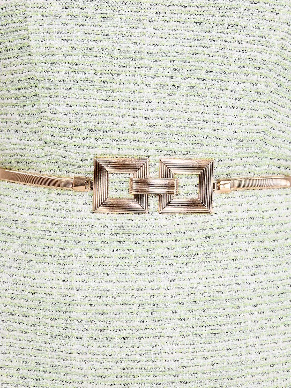 Gold Stretch Belt With Double Square Buckle