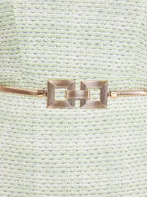 Gold Stretch Belt With Double Square Buckle