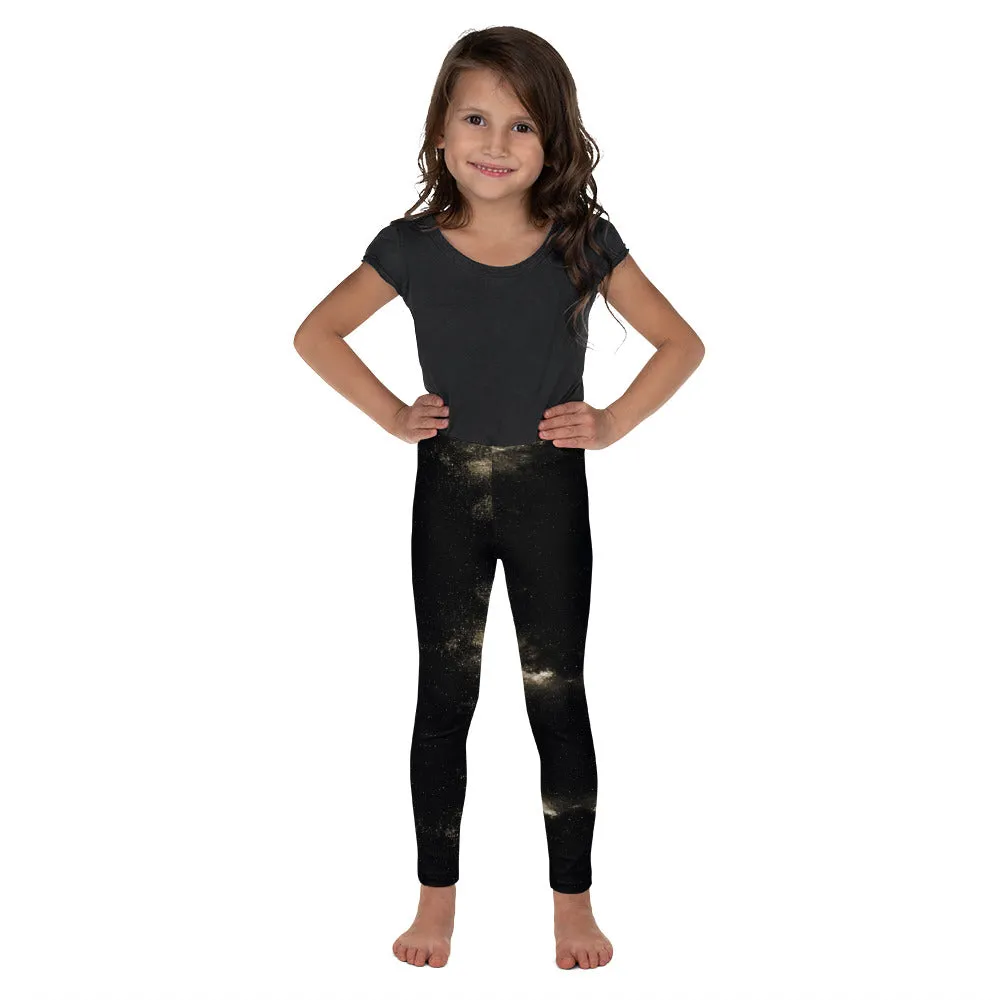 Golden Galaxy Kid's Leggings, Space Galaxies Girl's or Boy's Premium Tights-Made in USA/EU/MX