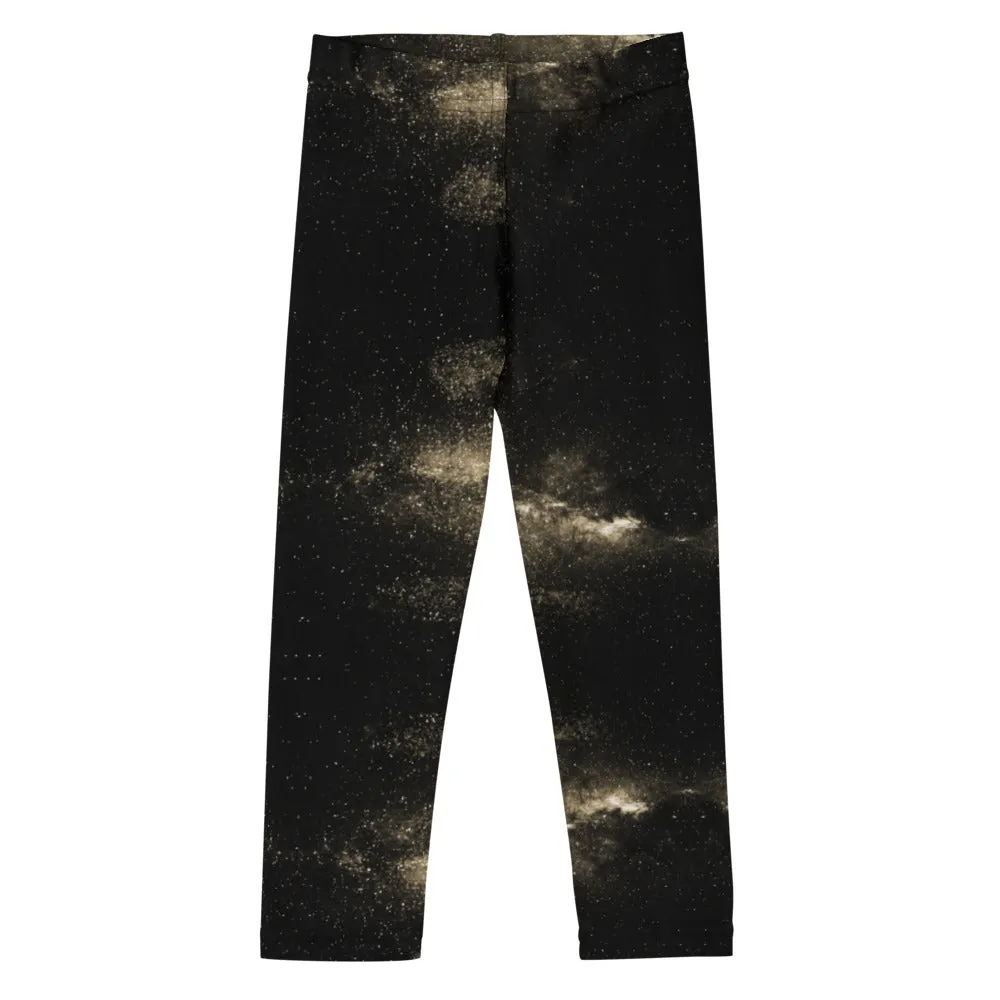 Golden Galaxy Kid's Leggings, Space Galaxies Girl's or Boy's Premium Tights-Made in USA/EU/MX