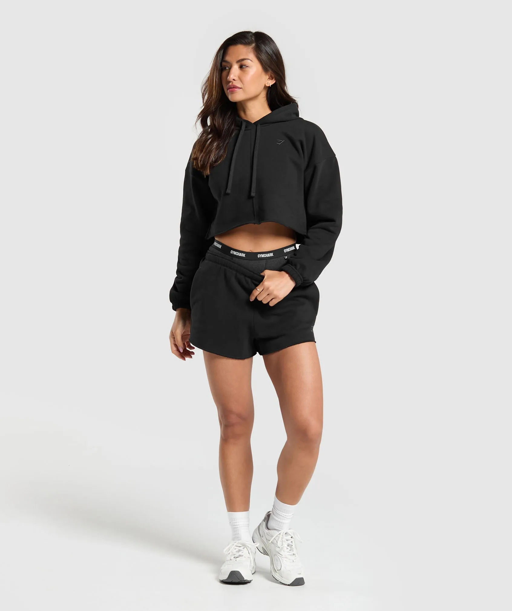 Gymshark Fleece Crop Pullover - Black