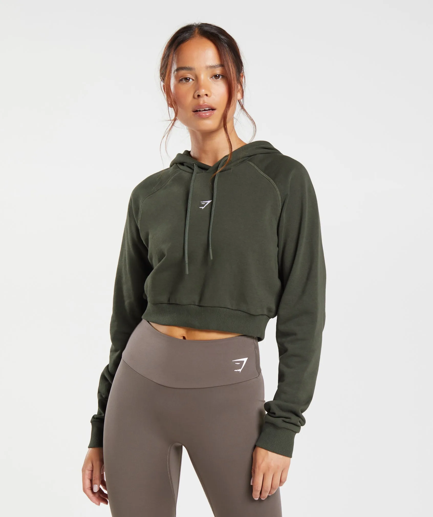 Gymshark Training Crop Hoodie - Deep Olive Green