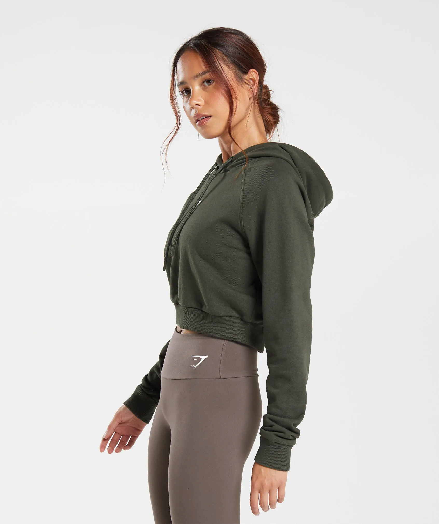 Gymshark Training Crop Hoodie - Deep Olive Green