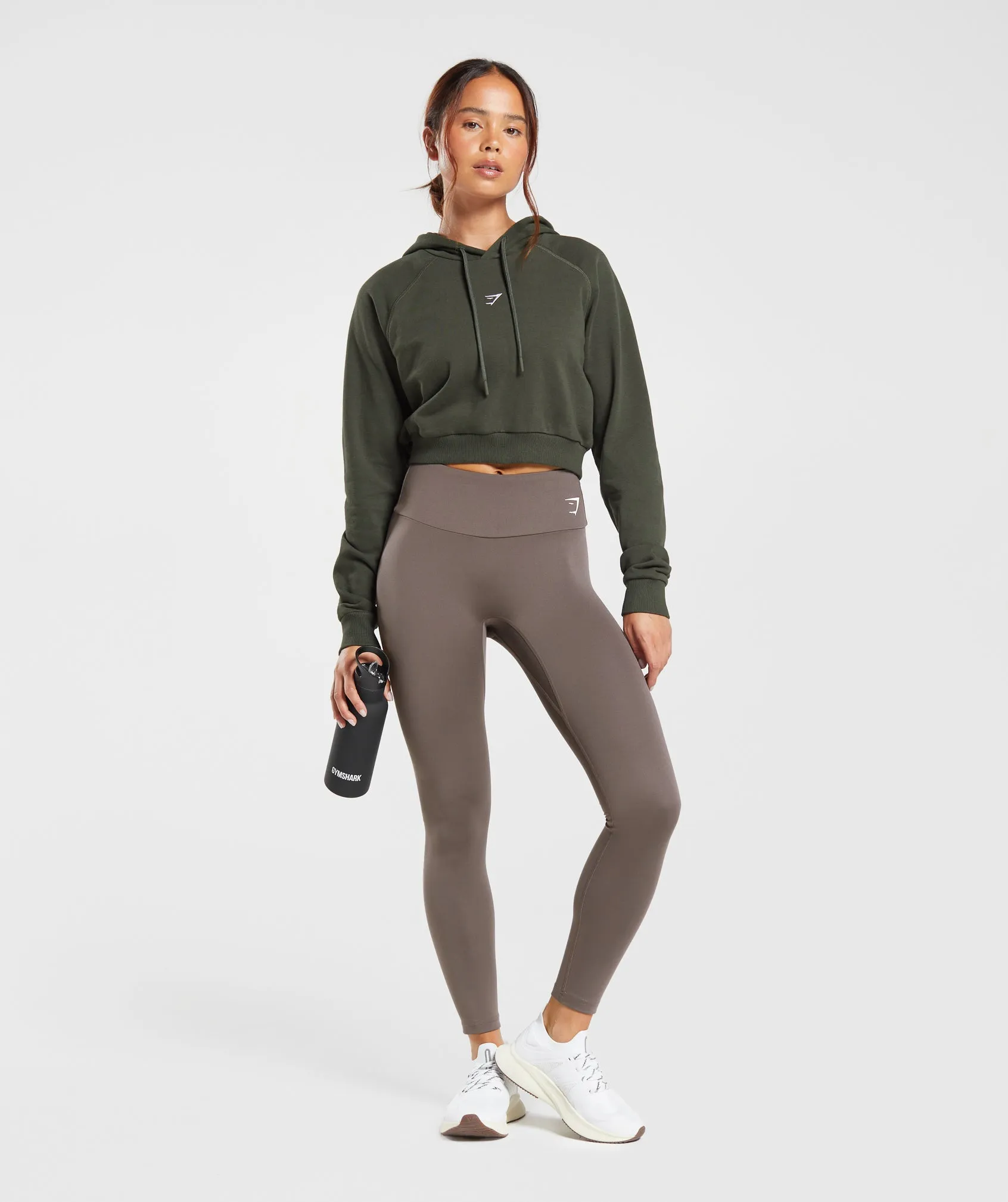 Gymshark Training Crop Hoodie - Deep Olive Green