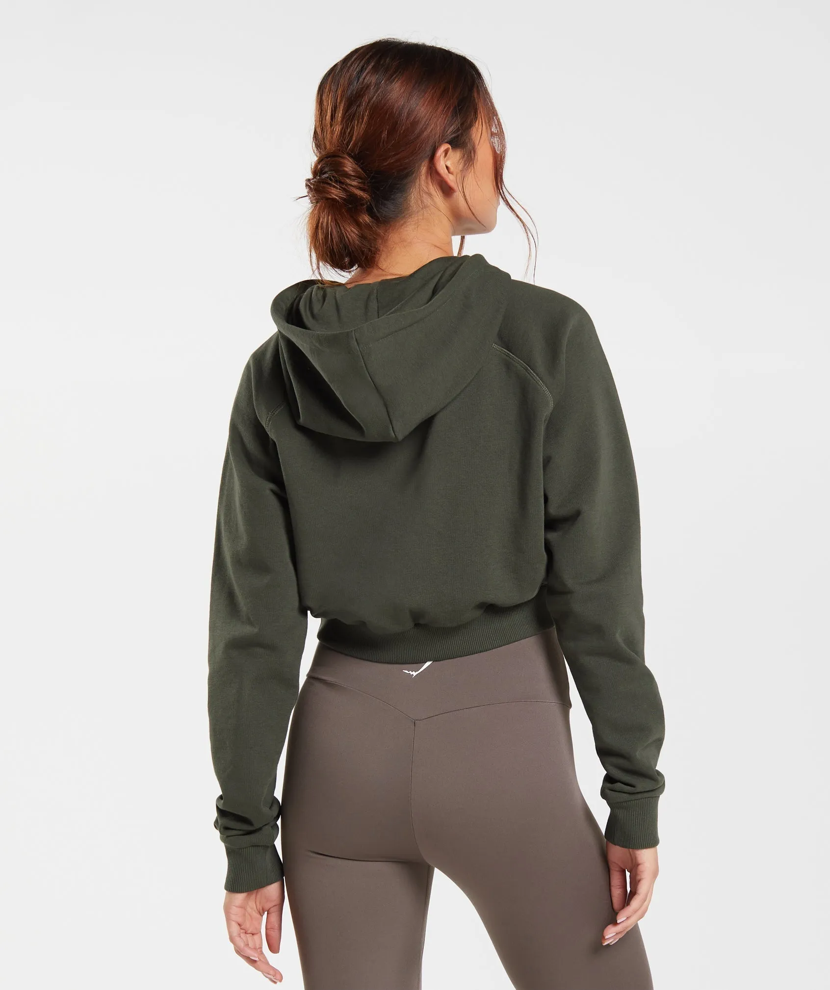 Gymshark Training Crop Hoodie - Deep Olive Green