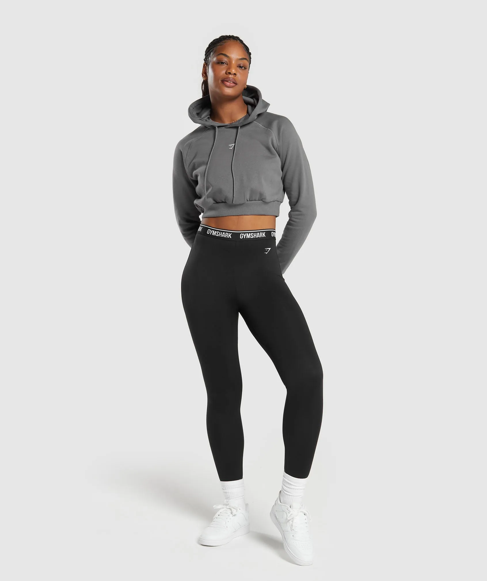 Gymshark Training Fleece Cropped Hoodie - Brushed Grey