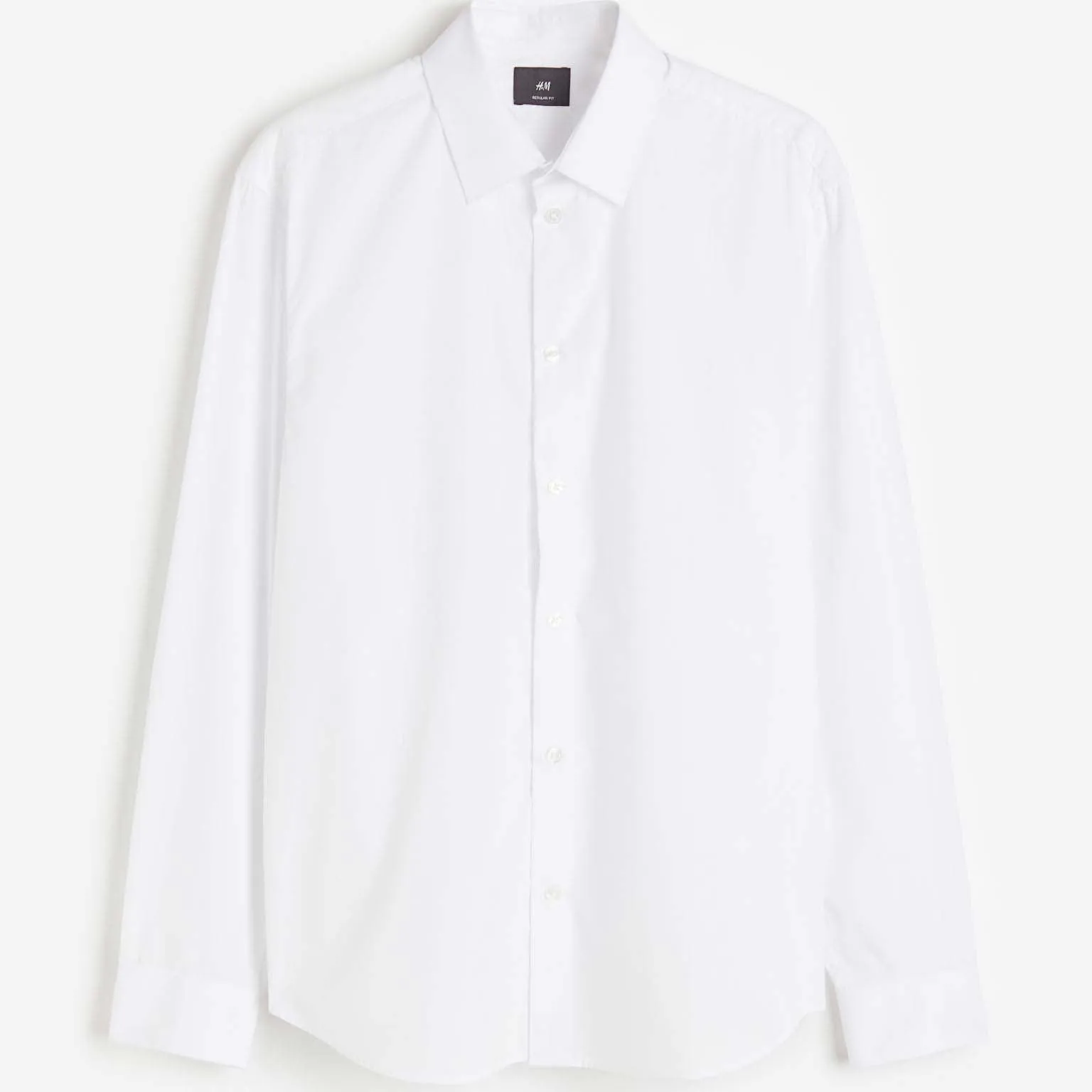 H&M Regular Fit Poplin Shirt, white