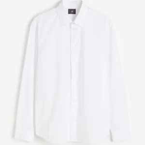 H&M Regular Fit Poplin Shirt, white