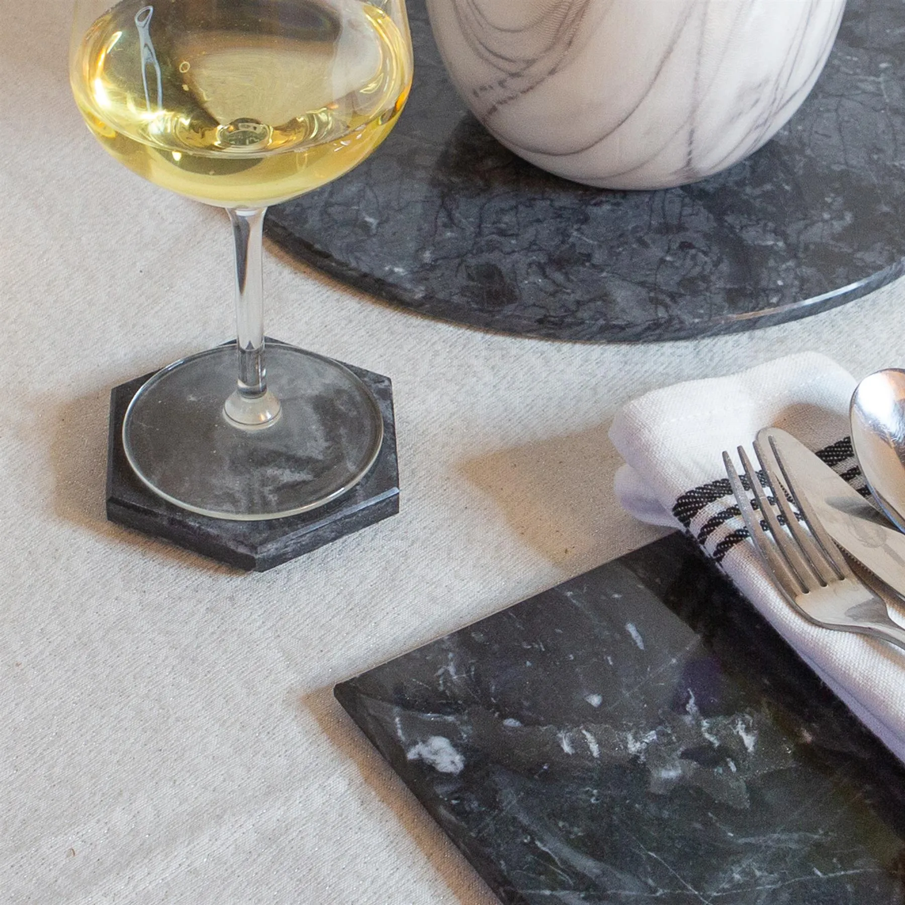 Hexagonal Marble Coasters - Pack of Six - By Argon Tableware